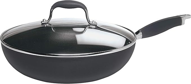 Anolon Advanced Hard Anodized Nonstick Frying Pan/ Fry Saute All Purpose Pan with Lid - 12 Inch, Gray