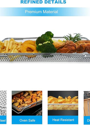 Air Fryer Oven Basket, Replacement Stainless Steel Baking Trays for Ninja Foodi DT201 DT251 10-in-1 Smart XL Air Fryer Oven, Mesh Dehydrating Basket Accessories