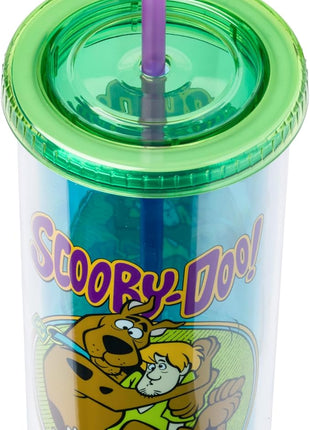 Silver Buffalo Scooby-Doo Plastic Tall Cold Cup with Lid and Straw Featuring Scooby-Doo and Shaggy, 20 Ounces