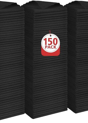 Orighty Black Microfiber Cleaning Cloth, 150 Pack Highly Absorbent Cleaning Supplies, Lint Free Kitchen Towels Cleaning Rags, Microfiber Towels for Cars, House, Window, 12x12 inch