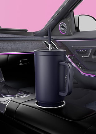 Meoky 40 oz Tumbler with Handle and Straw: Stainless Steel Insulated Tumbler with Lid and Straw - 100% Leak Proof Tumbler for Car Cup Holders - Travelers Commuters Workers, Blueberry