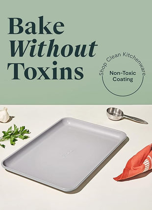 Caraway Non-Stick Ceramic Medium Baking Sheet - Naturally Slick Ceramic Coating - Non-Toxic, PTFE & PFOA Free - Perfect for Baking, Roasting, and More - Medium (15" x 10") - Gray