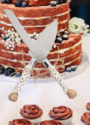 Rustic Wedding Cake Serving Set Wedding Cake Knife and Server Set Pizza Pie Server Set for Anniversaries Birthdays Christmas Parties