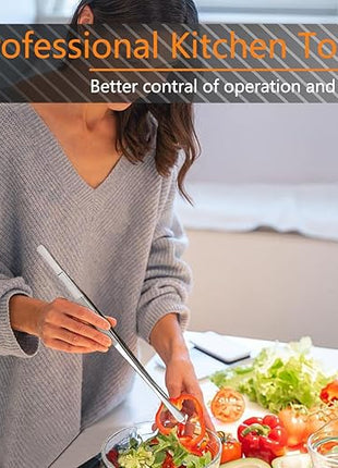JETKONG 6 Pcs Cooking Tweezer Tongs, 12'' and 6.3" Stainless Steel Kitchen Tweezer Set, Professional Chef Tweezers for Cooking, Repairing, Sea Food, BBQ, Multi-use