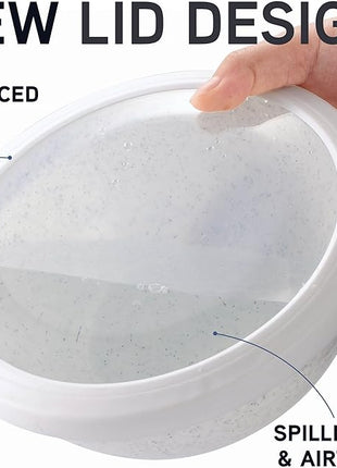 COOK WITH COLOR Mixing Bowls with TPR Lids - 12 Piece Plastic Nesting Bowls Set includes 6 Prep Bowls and 6 Lids, Microwave Safe Mixing Bowl Set (Black and White)