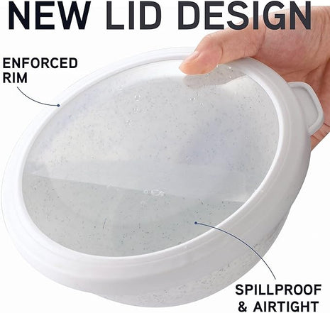 COOK WITH COLOR Mixing Bowls with TPR Lids - 12 Piece Plastic Nesting Bowls Set includes 6 Prep Bowls and 6 Lids, Microwave Safe Mixing Bowl Set (Black and White)