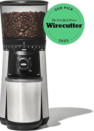 OXO Brew Conical Burr Coffee Grinder - Silver, Stainless Steel Burrs, One-Touch Automatic Smart Grind