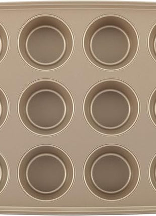 Rachael Ray 47578 Cucina Nonstick Bakeware Set with Grips Includes Nonstick Bread Pan, Baking Sheet, Cookie Sheet, Baking Pans, Cake Pan and Muffin Pan - 10 Piece, Latte Brown with Agave Blue Grips