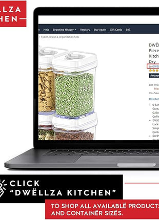 DWËLLZA KITCHEN Pasta Storage Containers for Pantry - Set of 2 White Airtight Spaghetti Container Storage - Ideal for Spaghetti & Noodles, Kitchen Pantry Organization and Storage, Keeps Food Fresh