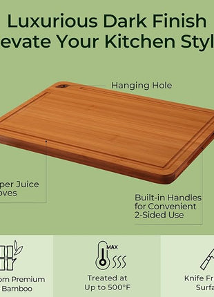 Wood Cutting Board, Carbonized Bamboo Cutting Boards Set With Smooth Surface & Easy Storage For Busy Kitchens, Ideal Charcuterie & Chopping, Durable, Knife-Friendly (4Pcs)