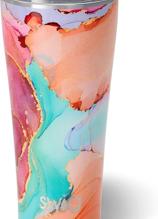 Swig Life 32oz Insulated Tumbler, Travel Coffee Tumbler with Lid, Cup Holder Friendly Travel Coffee Mug, Stainless Steel with Lid (Dreamsicle)