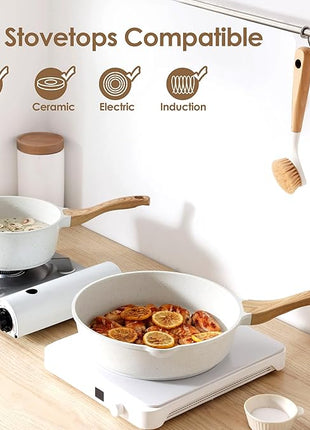 SENSARTE Nonstick Ceramic Cookware Set 13-Piece, Healthy Pots and Pans Set, Non-toxic Kitchen Cooking Set with Stay-Cool Handles, Silicone Tools and Pot Protectors, PFAS and PFOA Free