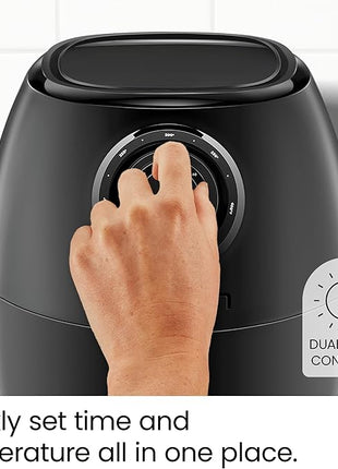 CHEFMAN Small Air Fryer Healthy Cooking, 3.6 Qt, Nonstick, User Friendly and Dual Control Temperature, w/ 60 Minute Timer & Auto Shutoff, Dishwasher Safe Basket, Matte Black, Cookbook Included