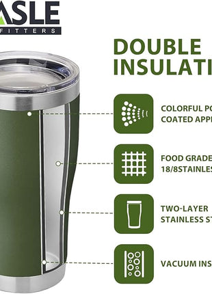 HASLE OUTFITTERS 20oz Tumbler Bulk, Insulated Tumblers with Lid, Vacuum Stainless Steel Tumbler, Double Wall Powder Coated Cup, coffee mugs(Army Green, 12 Pack)