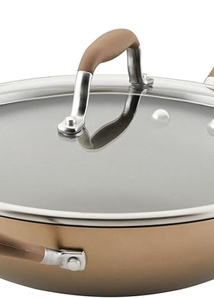 Anolon Advanced Home Hard Anodized Nonstick Deep Frying Skillet with Lid, 12-Inch Ultimate Pan, Bronze