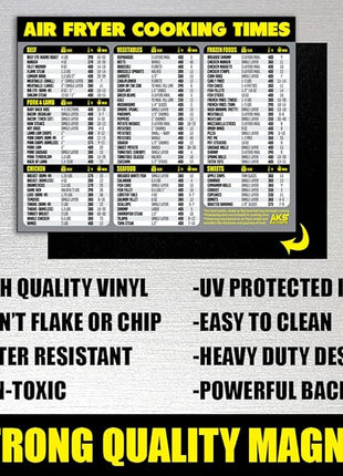 Air Fryer Cooking Times Chart Magnet - Extra Large Easy to Read Airfryer Magnetic Cheat Sheet - Healthy Airfryers Cookbook Accessory Liners Food Kitchen Conversion - Air Fryer Oven Accessories (Grey)