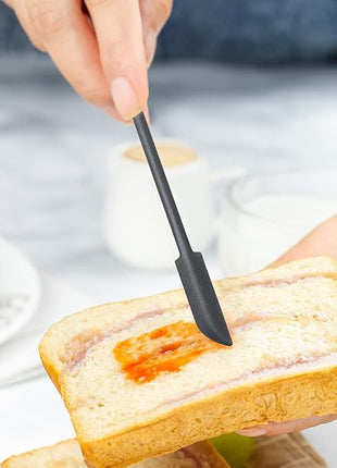 Mini Spatula Silicone Spatula Set - 4pcs Small Makeup Scrapers for Cosmetics, Reusable Beauty Tiny Tools, Thin Jar Scraper, Get the Last of the Makeup Out of the Bottle(Black)