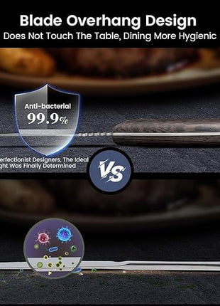 Steak Knives Set of 6 with Drawer Organizer, 4.8 Inch High Carbon Japanese Style Non Serrated Meat Knife with Wood Handle, Damascus Pattern Full Tang Design, Razor-Sharp Dinner Knives