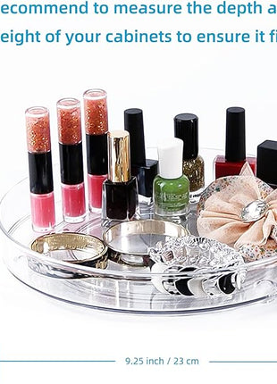 4 Pack Lazy Susan 9.2" Inch Turntable Organizer Pantry Organization and Storage Container Bins Spice Rack Cabinet Rotating Condiment for Pantry Kitchen Vanity Bathroom Jewelry Holder Clear