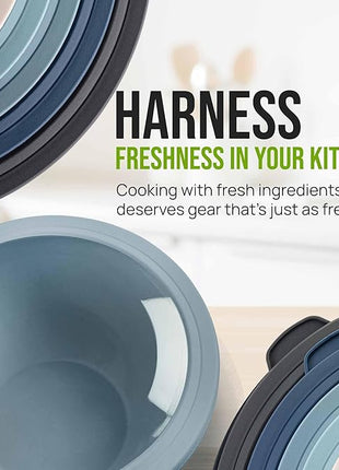 Zulay Kitchen 12 Piece Plastic Mixing Bowls with Leak-Proof Lids Set - Microwave and Freezer Safe Kitchen Mixing Bowls for Preparing, Serving and Storing - Large Nesting Bowls (Twilight Ombre)