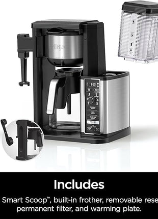 Ninja Specialty Coffee Maker, Hot & Iced Coffee, 6 Brew Styles, 8 Sizes, Small Cup to Travel Mug, 10-Cup Carafe, Fold-Away Frother, Permanent Filter, Removable Reservoir, Black, CM401