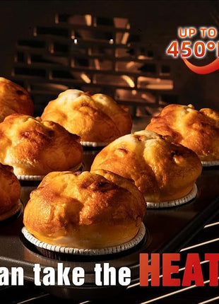 KITESSENSU Baking Pans Sets, Nonstick Bakeware Sets 7-Piece with Round/Square Cake Pan, Loaf Pan, Muffin Pan, Cookie Sheet, Roast Pan, Cooling Rack, Carbon Steel Bake Set Pink