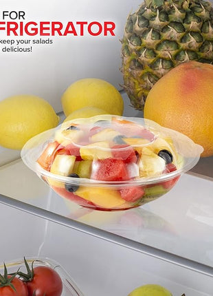 Stock Your Home 18oz Clear Plastic Salad Bowls with Lids Disposable (50 Pack) Mini Takeout Container with Snap on Lid for Fruit Salads, Quinoa, Lunch and Meal Prep, Acai Bowl, To-Go Party Containers