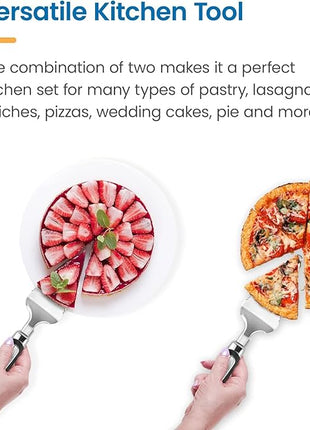 Cake Knife and Pie Server Set with Luxury Gift Box, Kitchen Essentials Cake Cutter Slicer-Serrated on Both Sides, For Right or Left Handed, Perfect Pie Gadgets, Kitchen Set and Server for Cakes & Pie