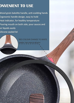 Vinchef Nonstick Deep Frying Pan Saute Pan with Lid, 10in/3Qt Skillet Pan, German 3C+ Ceramic Coating Technology, Aluminum Casting, Induction Compatible