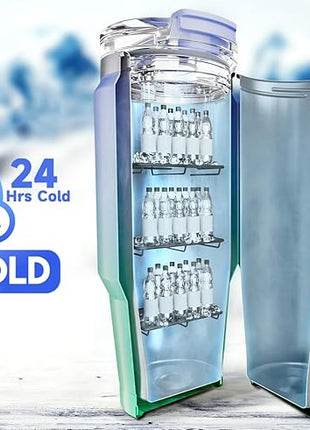 Meoky 32oz Tumbler with Handle, Stainless Steel Travel Mug with 2-in-1 Straw and Sip Lid, Vacuum Insulated Coffee Mug, 100% Leak Proof, Keeps Cold for 24 Hours or Hot for 8 Hours (Fairyland)