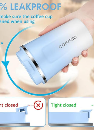 CS COSDDI 12 oz Stainless Steel Vacuum Insulated Tumbler - Coffee Travel Mug Spill Proof with Lid - Coffee Cups for Keep Hot/Ice Coffee,Tea and Beer