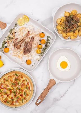 JEETEE 23pcs Pots and Pans Set Non Stick, White Cookware Sets for Kitchen, w/Frying Pans, Saucepans, Sauté & Griddle & Crepe Pan, Induction Cooking Pots (PFOA/PFAS Free)