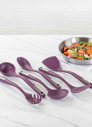 Restaurantware-Met Lux Kitchen Utensil Set, 1 Silicone Utensil Set - Consists 6 Pieces, High-Heat Tolerance, Purple Silicone Kitchen Utensils, For No-Stick Cookware