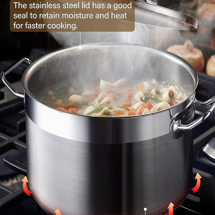 Cooks Standard Stockpots Stainless Steel, 24 Quart Professional Grade Stock Pot with Lid, Silver
