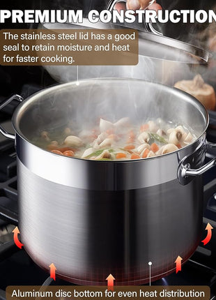 Cooks Standard Stockpots Stainless Steel, 20 Quart Professional Grade Stock Pot with Lid, Silver