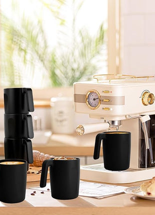 Homienly Wheat Straw Coffee Mugs 6 PCS, Alternative to Plastic Mugs with Handles, Unbreakable Coffee Mugs, Reusable Camping Mug Drinking Cups Set, Microwave and Dishwasher Safe Cups for Kitchen(Black)