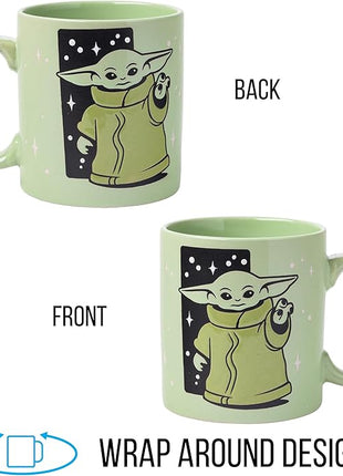 Silver Buffalo Star Wars Mandalorian Child Star Wars Wax Resist Ceramic Mug, 20 Ounces