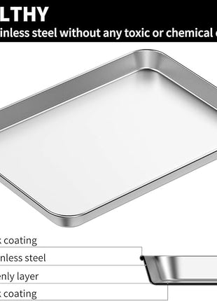 Baking Sheet Set of 2, Bastwe 18 inch Commercial Grade Stainless Steel Baking Pan, Professional Bakeware Oven Tray, Healthy & Non-toxic, Rust Free & Mirror Finish, Easy Clean & Dishwasher Safe