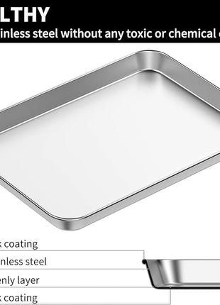 Baking Sheet Set of 5, Bastwe 18 inch Commercial Grade Stainless Steel Baking Pan, Professional Bakeware Oven Tray, Healthy & Non-toxic, Rust Free & Mirror Finish, Easy Clean & Dishwasher Safe