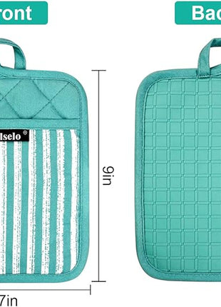 Silicone Pot Holders Set of 3 Heat Resistant & Non Slip Potholders, Professional Oven Hot Pads with Pockets Mitts for Kitchen Cooking Baking Barbecue