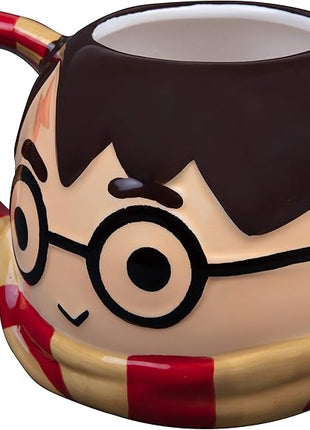 Harry Potter Figural Coffee Mug, 24 oz - Cute Chibi Design with Gryffindor Scarf Handle - Ceramic
