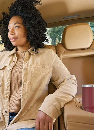 VEGOND 20 oz Tumbler Bulk with Handle Lid and Straw, Stainless Steel Insulated Travel Coffee Mug Set, Spill Proof Double Wall Metal Tumblers Cups, Wine Red 12 Pack