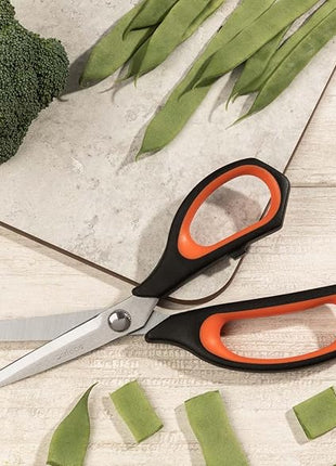 Arcos Kitchen Scissors 8 Inch Stainless Steel. Scissors for Meat Use. Polypropylene Handle and 215 mm Blade. Series Prochef. Black and Red Color