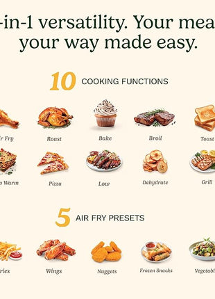Cuisinart 15-in-1 Extra-Large Digital Air Fryer Oven with 9"x13" 2-in-1 Pan, Air Fry 4 Lbs of Wings, Cook a 13 Lb Turkey or 5+ Lb Chicken, Toast 9 Slices of Bread, and Bake a 13" Pizza, TOA-112
