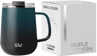 Simple Modern Travel Coffee Mug with Lid and Handle | Reusable Insulated Stainless Steel Coffee Tumbler Tea Cup | Gifts for Women Men Him Her | Voyager Collection | 12oz | Moonlight