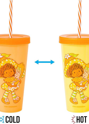 Silver Buffalo Strawberry Shortcake 4 Pack Color Change Plastic Tumbler Featuring Lemon Meringue, Orange Blossom, and Angel Cake, 24 Ounces