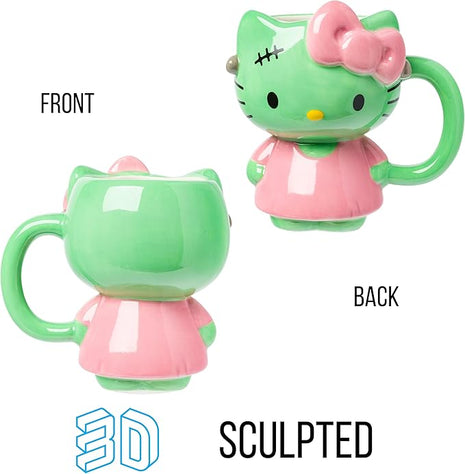 Silver Buffalo Sanrio Hello Kitty Halloween Frankenkitty Pink Dress Ceramic 3D Sculpted Mug, 20 Ounces