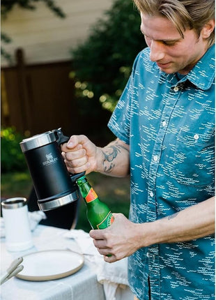 STANLEY Classic Bottle Opener Beer Stein 24 oz | Flip Up Lid and Heavy Duty Handle with Built In Bottle Opener | Insulated Stainless Steel Beer Mug | BPA-Free