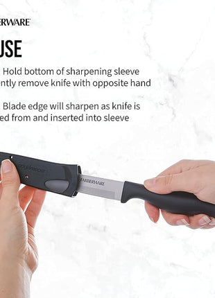 Farberware Edgekeeper 4.5-Inch Fine Edge Utility Knife with Self-Sharpening Blade Cover, High Carbon-Stainless Steel Kitchen Knife with Ergonomic Handle, Razor-Sharp Knife, Black