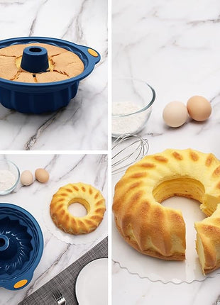 To encounter 31 Pieces Silicone Baking Pans Set, Nonstick Bakeware Sets, Non-Stick Silicone Molds, with Metal Reinforced Frame More Strength, Navy Blue